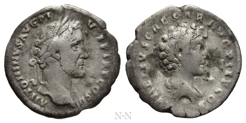ANTONINUS PIUS with MARCUS AURELIUS as Caesar Denarius